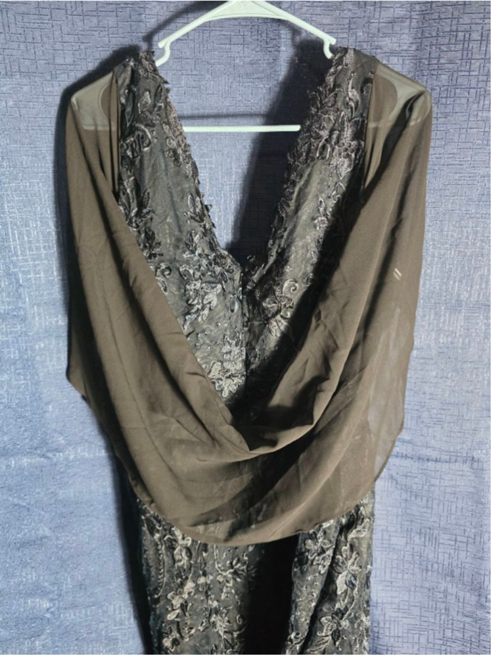 Women's Unbranded Black and deep navy blue Lace Overlay Formal Dress 22W wed - Picture 3 of 5